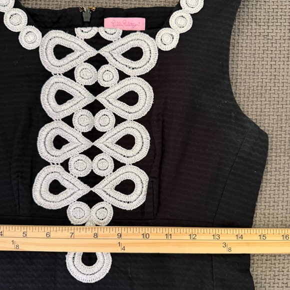 Lilly Pulitzer Adelson Shift Dress 2 Black Silver Soutache Metallic Embroidered - Picture 8 of 12